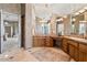 Vanity area with and sinks and view through to a living area at 9693 N 129Th Pl, Scottsdale, AZ 85259