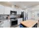 Modern kitchen with stainless steel appliances, granite countertops, and a butcher block island at 9520 N Central Ave, Phoenix, AZ 85020