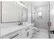 Bathroom featuring a marble tiled shower, vanity and floors at 11564 E Windsor Way, Florence, AZ 85132