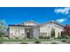 Charming single-story home featuring stone accents, a black roof, and a well-manicured lawn with desert landscaping at 17629 W Middlebury St, Surprise, AZ 85388