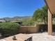 Outdoor patio with seating area, views of desert landscape, and mountain views in the background at 41576 N 107Th Way, Scottsdale, AZ 85262