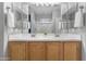 Bathroom features double sinks, stylish fixtures, and a pristine glass-enclosed shower at 455 W Evergreen Pear Ave, Queen Creek, AZ 85140