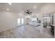 Stylish space with vaulted ceilings, recessed lighting, an open floorplan with a kitchen and a bathroom at 5259 E Karen Dr, Scottsdale, AZ 85254