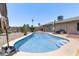 A refreshing pool, with steps and seating area, surrounded by beautiful plants, perfect for hot summer days at 1809 S Heritage --, Mesa, AZ 85210