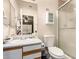 Simple bathroom featuring a single sink vanity, tile floors, and a walk-in shower at 2202 S Lawther Dr, Apache Junction, AZ 85120