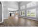 Open-concept living room boasts high ceilings and access to the kitchen area at 3025 E Fremont Rd, Phoenix, AZ 85042