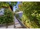 Stone pathway leads through a lush side yard with vibrant greenery and serene landscaping at 1825 E Palo Verde Dr, Phoenix, AZ 85016