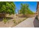 Expansive backyard featuring mature trees, a brick-paved patio, and plenty of potential at 205 N 107Th Dr, Avondale, AZ 85323