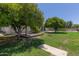 Spacious backyard featuring lush greenery and a shaded pergola with a seating area at 428 S Sunnyvale --, Mesa, AZ 85206