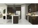 A modern kitchen featuring dark cabinets, stainless steel appliances, and a stylish island at 25169 N 177Th Dr, Surprise, AZ 85387