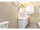 Bathroom with a white vanity, mirror, and toilet at 4046 E Crocus Dr, Phoenix, AZ 85032