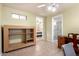 Bedroom featuring ceiling fan, and adjoining bathroom at 4046 E Crocus Dr, Phoenix, AZ 85032