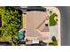 Overhead perspective of a private pool, patio, and lush lawn, offering an exclusive backyard retreat at 4530 E Decatur St, Mesa, AZ 85205