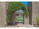 Wrought iron gate entrance covered in greenery, adding privacy and curb appeal at 8306 E Buckskin Trl, Scottsdale, AZ 85255