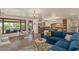 Open living area with views of the pool through the windows, comfortable seating and stylish decor at 8306 E Buckskin Trl, Scottsdale, AZ 85255