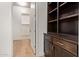 Bright hallway with wood-look tile flooring, connecting to the walk-in closet and offering ample storage at 10240 E Supernova Dr, Mesa, AZ 85212