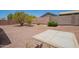 Low maintenance backyard with gravel, block wall and mature trees at 16264 W Pioneer St, Goodyear, AZ 85338