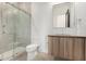 Bathroom featuring glass-enclosed shower and a modern vanity at 6401 E Larkspur Dr, Scottsdale, AZ 85254