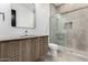Bathroom with a modern vanity, and glass-enclosed shower at 6401 E Larkspur Dr, Scottsdale, AZ 85254