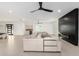 Spacious living area with modern finishes, including a stylish fireplace and comfortable lounge area at 6401 E Larkspur Dr, Scottsdale, AZ 85254
