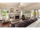 Inviting living area with fireplace, and a view of the backyard pool at 4010 E Hamblin Dr, Phoenix, AZ 85050