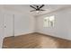 Spacious bedroom with a modern ceiling fan and neutral decor at 934 E Wahalla Ln, Phoenix, AZ 85024