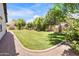 Expansive backyard showcasing a large grassy area, mature trees, and well-maintained landscaping at 23090 S 201St St, Queen Creek, AZ 85142