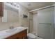 Well-lit bathroom with a modern vanity and a walk-in shower at 4201 E Camelback Rd # 74, Phoenix, AZ 85018