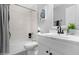 Modern bathroom with updated vanity, fixtures, and shower at 5813 W Gelding Dr, Glendale, AZ 85306