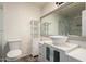 Bathroom with updated vanity featuring a vessel sink and modern fixture at 2059 E Brown Rd # 35, Mesa, AZ 85213