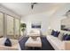 Bright living room with vaulted ceiling, modern decor, large windows, and a stylish seating arrangement at 2059 E Brown Rd # 35, Mesa, AZ 85213