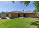 Backyard showing lush green lawn, privacy wall, and covered patio off the home at 2956 E Concho Ave, Mesa, AZ 85204