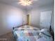 Inviting bedroom with a ceiling fan, featuring neutral walls and carpet at 26243 W Wahalla Ln, Buckeye, AZ 85396
