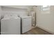 A functional laundry room with a washer, dryer, and water heater, plus useful shelf space at 727 N Beverly --, Mesa, AZ 85201