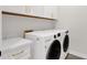 Bright laundry room with modern washer and dryer and white cabinetry at 856 W Quail Cir, San Tan Valley, AZ 85143