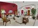 Stylish living area with tall ceilings, statement walls, comfortable seating, and a grand arched entryway at 11439 E Bella Vista St, Scottsdale, AZ 85259