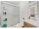 A bathroom featuring a stand up shower and a single sink vanity at 4026 W Berridge W Ln, Phoenix, AZ 85019