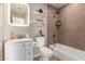 Bathroom featuring tile floors, tub and shower combination and storage shelves at 8155 E Columbus Ave, Scottsdale, AZ 85251