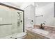 Bathroom featuring a shower, vanity, mirror, and toilet at 2529 N Barber Dr, Mesa, AZ 85215