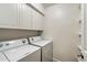 Laundry area with washer, dryer, storage cabinets, and shelving at 5104 N 32Nd St # 114, Phoenix, AZ 85018