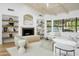 Cozy living room showcases built-in shelving, a fireplace, and a comfortable white sofa at 10300 N 48Th Pl, Paradise Valley, AZ 85253
