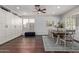 Spacious dining room with dark wood floors and plenty of built-in storage at 1342 E Jade Dr, Chandler, AZ 85286