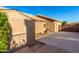 Backyard view with a storage shed and concrete patio area with an abundance of space at 2058 E Marlene Dr, Gilbert, AZ 85296