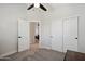 Neutral bedroom with large closet and view of the living room at 2604 N 27Th St # 17, Phoenix, AZ 85008