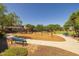 Neighborhood playground featuring play equipment, benches, mature shade trees, and walking trails at 3049 E Longhorn Dr, Gilbert, AZ 85297