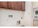 Functional laundry room with built-in cabinets and hookups for appliances at 3622 E Sparrow Pl, Chandler, AZ 85286