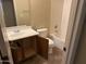 Bathroom with vanity, toilet, and bathtub with shower, ready for updates at 4523 E Gleneagle Dr, Chandler, AZ 85249