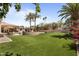 Expansive backyard with lush green lawns, mature palm trees, and luxurious outdoor amenities for ultimate relaxation at 6305 E Arabian Way, Paradise Valley, AZ 85253