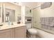 Bathroom featuring a shower, sink, and lots of storage at 17108 N Estrella Vista Dr, Surprise, AZ 85374