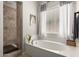 Elegant bathroom featuring a soaking tub, separate shower, and decorative curtains at 2030 W Whisper Rock Trl, Phoenix, AZ 85085